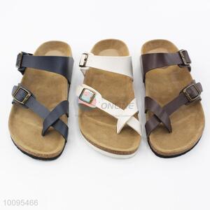 Wholesale two buckles cross strap slippers