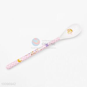 Pink Long Handle Melamine Soup Spoon for Kids