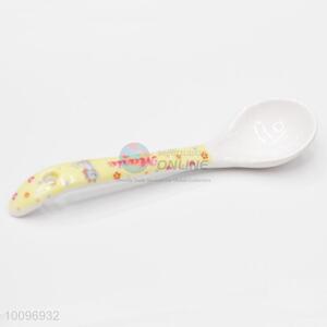 Light Yellow Short Handle Cartoon Pattern Meal Spoons