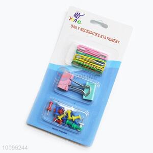 Colorful Binder Clips, Pushpins and Paper Clips Set