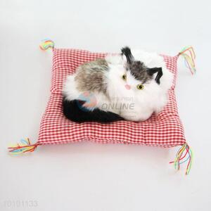 Red Checks Imitated Cat Handmade Crafts For <em>Decoration</em>
