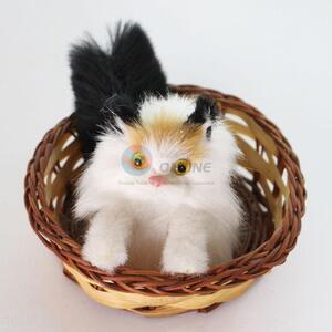 Imitated Cat Handmade Crafts With Basket For Home <em>Decoration</em>