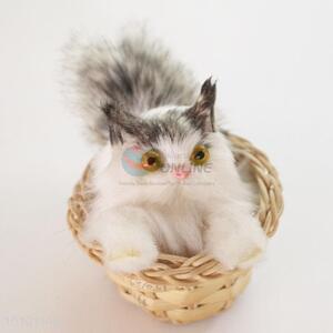 Cute Mini Imitated Cat With Basket For <em>Decoration</em>