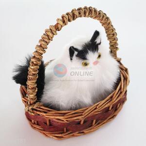 <em>Decoration</em> Imitated Basket Cat Carft With Handle