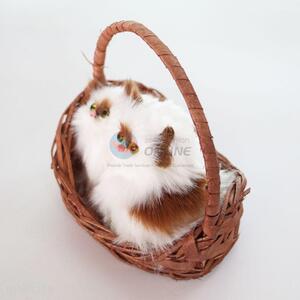 <em>Decoration</em> Double Imitated Cat Handcraf Basket With Handle