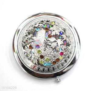 Silver Round Royal Cosmetic Makeup Mirror Portable Mirror