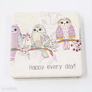 Lovely Owl Square Shape Pocket Cosmetic Mirror