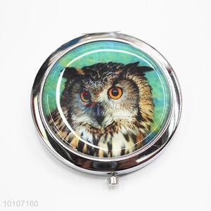 Cartoon Owl Pattern Round Shape Pocket Makeup Mirror