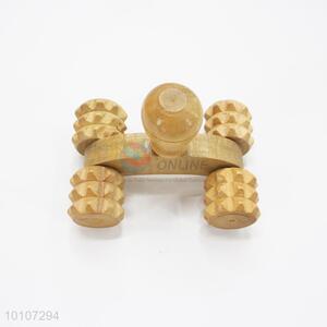 Popular Wooden Four Wheels Body Massager With Handle