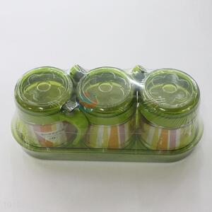 Three sets shapely clean plastic caddy