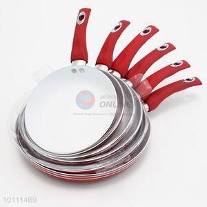 6 Sizes Ceramic Frying Pan with Long Red Handle