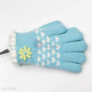 Blue loving heart acrylic children gloves