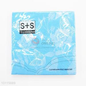 Wholesale sky blue cute flowers&butterfly napkin