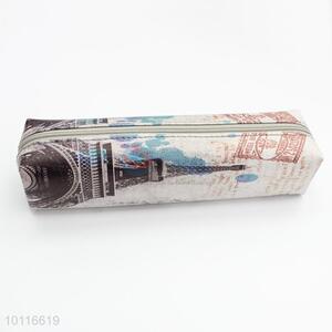 High quality Eiffel Tower printed zipper pen bag/pencil bag