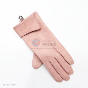 Fashion Women Simple Pink Suede Gloves