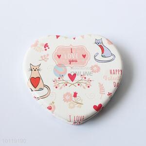 Lovely Cat Printed Heart Shaped Makeup Mirror/Cosmetic Mirror for Girls