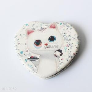 Lovely Cat Printed Heart Shaped Makeup Mirror/Cosmetic Mirror for Girls