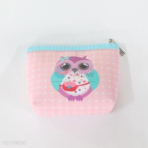 Pink owl pattern 11*8*3.5cm zipper wallet/coin purse