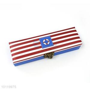 Red Stripe Pencil Box/Pencil Case With Lock Catch