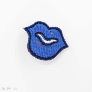 Blue lip computer embroidery patch