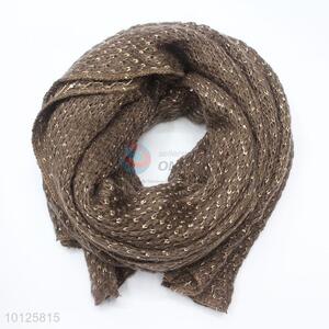 High Quality Brown Knitted Sequin Scarf for Women