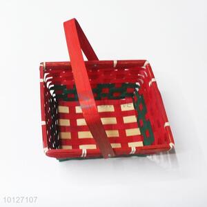 Handmade woven bread basket with long handle