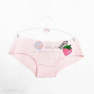Cute pink color strawberry pattern women underwear cotton lingerie briefs