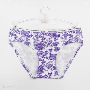 Women sexy blue flower pattern spandex underwear women's  panties women's briefs