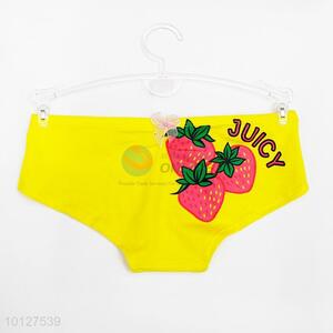 Lovely yellow color strawberry pattern women underwear spandex lingerie briefs