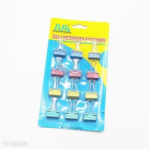 Top quality 12pcs blue/pink/yellow/green binder clips