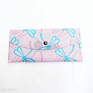 Lovely Dragonfly Printed Women Pink Leather Wallet Long Purse