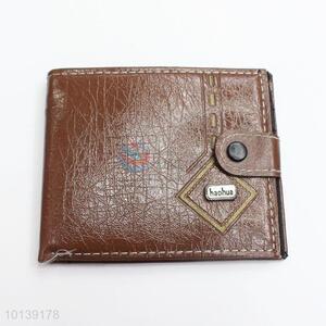 Vintage Style Brown Color Cheap Men Short Wallet with Buckle