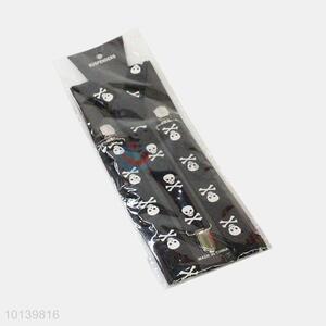 Factory Price Adults Metal Clips Suspenders with White Skulls Pattern