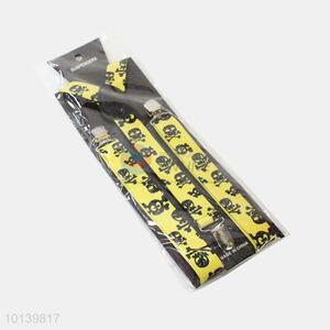 Fashion Style Metal Clips Suspenders with Black Skulls Pattern for Adults