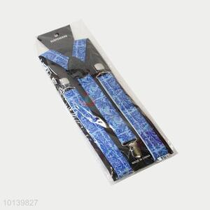 Wholesale Blue Clip-on Adjustable Suspenders with Flowers Pattern