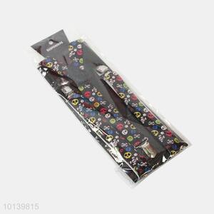 Promotional Adults Metal Clips Suspenders with Colorful Skulls Pattern