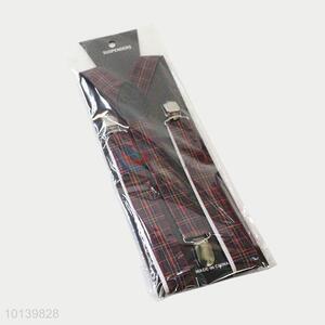 Hot Sale Clip-on Adjustable Suspenders with Grid Pattern