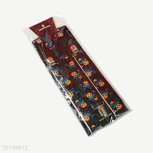 New Design Metal Clips Suspenders with Colorful Skulls Pattern for Adults
