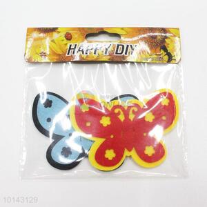 Wholesale 6 pieces butterfly adhesive craft set/DIY non-woven decorative craft