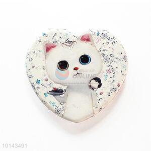 Cute Cat Pattern Heart Shape Compact Mirror