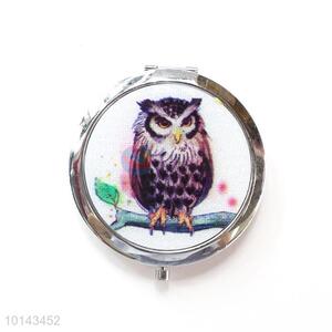 Owl Pattern Round Color Printing Mini Compact Mirror