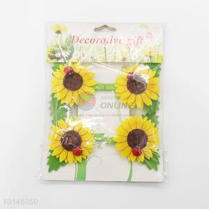 4 Pcs/Set Kawaii Sunflower Shaped Wooden Clip Photo Paper Craft Wooden Clips