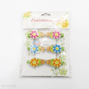 6 Pcs/Set Cute Flowers Shaped Wooden Clips Holder for Party Decoration