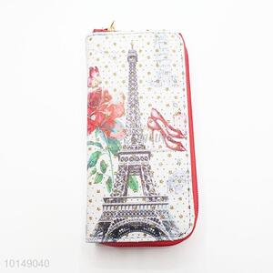 Glitter Star Eiffel Tower and High-heeled Shoes Printed Multi-purpose Pouch Long Wallet PU Leather Purse Ladies Clutch Card Holder