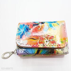 Colorful Flowers Mini Wallet Ladies' PU Leather Clutch Bag