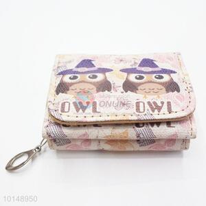 Cartoon Cute Owl Pattern Mini Wallet Three Fold PU Leather Purse Clutch Bag