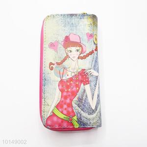 Rose Red Fashion Girl Design Purse Multi-purpose Pouch PU Leather Wallet