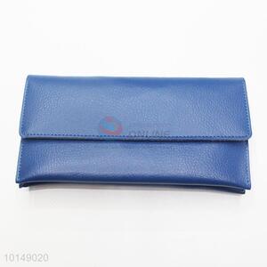 High Quality Navy Blue Color PU Leather Wallets Women Long Purse