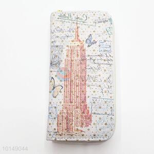 Glitter Star Empire State Building Printed Multi-purpose Pouch Long Wallet PU Leather Purse Ladies Clutch Card Holder