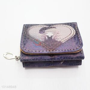 Purple Cute Girl Pattern Mini Wallet Ladies' PU Leather Clutch Bag Card Holders
